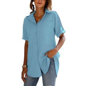 CELLABIE Light Blue Cuff Sleeve Pocket Button Up Size S
